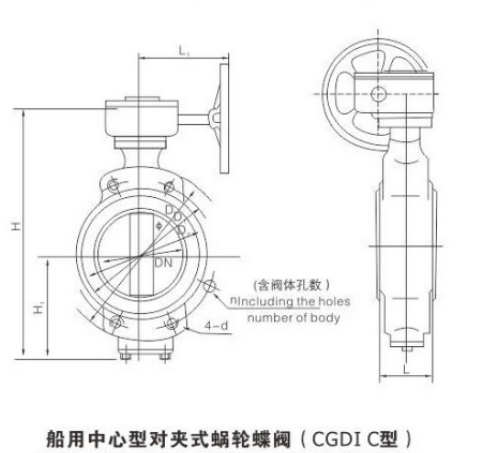 船用中心型對(duì)夾式蝶閥(圖1)